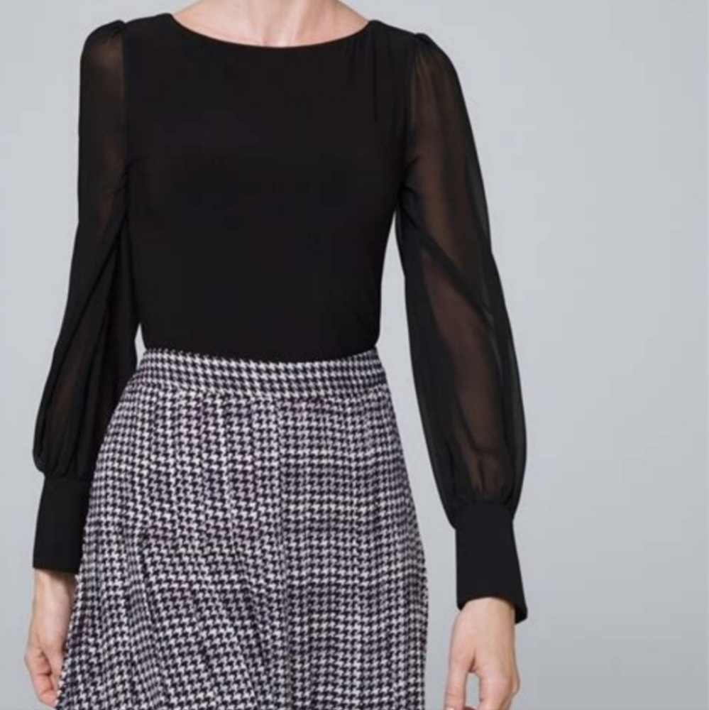 WHBM Chiffon-Sleeve Boatneck Top in Women's M - Picture 1 of 16